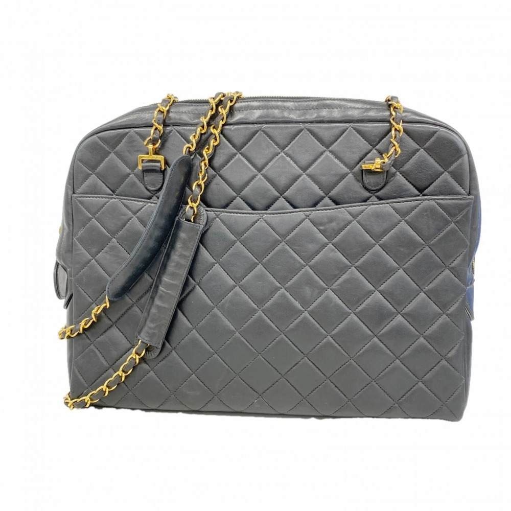 Chanel Matelassé Chain Shoulder Bag, Lambskin, Black, Women's